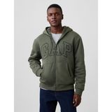 Gap Erkek Haki Relaxed Gap Logo Sherpa Astarlı Fermuarlı Sweatshirt - Yeşil