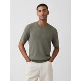 Gap Erkek Haki Ribbed Bisiklet Yaka Triko T-Shirt - Yeşil - M
