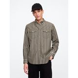 Gap Erkek Kahverengi %100 Organik Pamuk Poplin Western Gömlek - XS