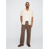 GAP Erkek Kahverengi Keten Pamuk Karışımlı '90s Loose Pileli Khaki Pantolon