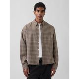 Gap Erkek Kahverengi Relaxed Crop Straight-Hem Oxford Gömlek - XL