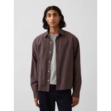 Gap Erkek Kahverengi Relaxed Crop Straight-Hem Oxford Gömlek - XS