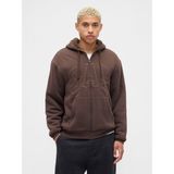 Gap Erkek Kahverengi Relaxed Gap Logo Sherpa Astarlı Fermuarlı Sweatshirt