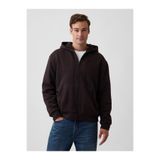 GAP Erkek Kahverengi Relaxed Logo Sherpa Astarlı Fermuarlı Sweatshirt