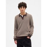Gap Erkek Kahverengi Relaxed Textured Polo Kazak Gömlek