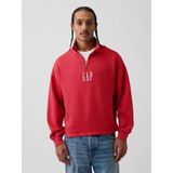 Gap Erkek Kırmızı Heavyweight Oversized Logo Yarım Fermuarlı Sweatshirt