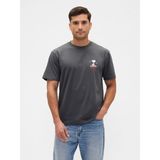 Gap Erkek Koyu Gri Peanuts Everyday Soft Relaxed Grafik Baskılı T-Shirt - XS