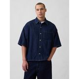 Gap Erkek Koyu Mavi Denim Oversized Straight-Hem Gömlek - 2XL