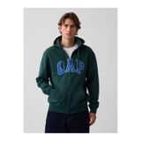 GAP Erkek Koyu Yeşil VintageSoft Arch Logo Tam Fermuarlı Sweatshirt