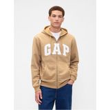Gap Erkek Krem Logo Relaxed Fleece Fermuarlı Sweatshirt - Bej