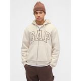 Gap Erkek Krem Relaxed Gap Logo Sherpa Astarlı Fermuarlı Sweatshirt - XS