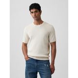 Gap Erkek Krem Ribbed Bisiklet Yaka Triko T-Shirt - 2XL