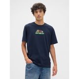 GAP Erkek Lacivert Everyday Soft Relaxed Grafik Baskılı T-Shirt
