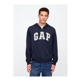 GAP Erkek Lacivert Logo Fermuarlı Fransız Havlu Kumaş Sweatshirt
