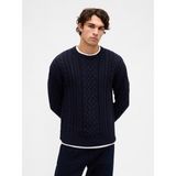 Gap Erkek Lacivert Relaxed Cable-Knit Kazak - XL