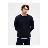 GAP Erkek Lacivert Relaxed Cable-Knit Kazak