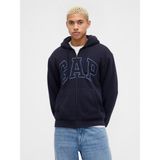 Gap Erkek Lacivert Relaxed Gap Logo Sherpa Astarlı Fermuarlı Sweatshirt - XS
