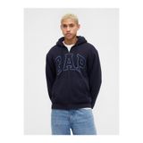 GAP Erkek Lacivert Relaxed Logo Sherpa Astarlı Fermuarlı Sweatshirt