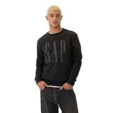 GAP Erkek Logo Polar Crew Sweatshirt, Siyah, S