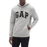 GAP Erkek Logolu Polar Kapüşonlu Sweatshirt, Açık Funda Grisi, XL
