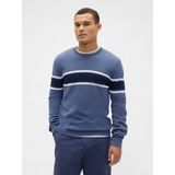 Gap Erkek Mavi Çizgili Bisiklet Yaka Kazak - 2XL