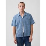 Gap Erkek Mavi Denim Dobby Resort Gömlek - XS