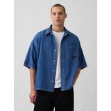 Gap Erkek Mavi Denim Oversized Straight-Hem Gömlek