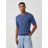 Gap Erkek Mavi Ribbed Bisiklet Yaka Triko T-Shirt