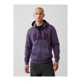 GAP Erkek Mor VintageSoft Arch Logo Tam Fermuarlı Sweatshirt