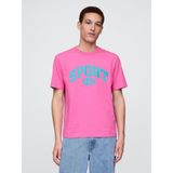 GAP Erkek Pembe Gap Logo Sport Relaxed T-Shirt