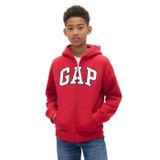 GAP Erkek Rahat Logo Tam Fermuarlı Sweatshirt, Modern kırmızı 1, XS