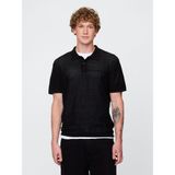 GAP Erkek Siyah Dokulu Kroşe Polo T-Shirt