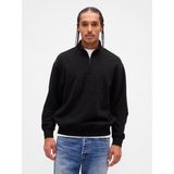 GAP Erkek Siyah Heavyweight Oversized Logo Yarım Fermuarlı Sweatshirt