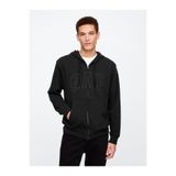 GAP Erkek Siyah Logo Fermuarlı Fransız Havlu Kumaş Sweatshirt