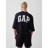 Gap Erkek Siyah Oversized Gap Logo Fransız Havlu Kumaş T-Shirt
