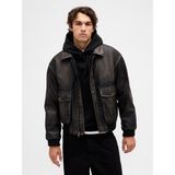 Gap Erkek Siyah Recycled Vegan Deri Bomber Ceket - XL