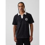 Gap Erkek Siyah Relaxed Gap Logo Rugby Polo T-Shirt - 2XL