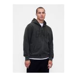 GAP Erkek Siyah VintageSoft Arch Logo Tam Fermuarlı Sweatshirt