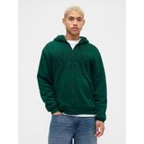 Gap Erkek Yeşil Relaxed Gap Logo Sherpa Astarlı Fermuarlı Sweatshirt