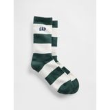 Gap Erkek Yeşil Rugby Çizgili Logo Crew Çorap - S - M