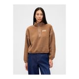 GAP Kadın Açık Kahverengi Recycled Oversized Crop Yarım Fermuarlı Sweatshirt