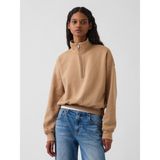 Gap Kadın Açık Kahverengi Vintagesoft Oversized Yarım Fermuarlı Wedge Sweatshirt