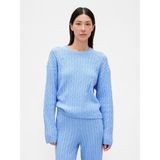 GAP Kadın Açık Mavi CashSoft Cable-Knit Bisiklet Yaka Kazak