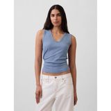 Gap Kadın Açık Mavi Modern Çizgili Fitilli Atlet - 2XL