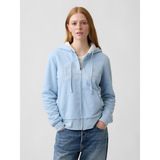 Gap Kadın Açık Mavi Relaxed Gap Logo Sherpa-Astarlı Fermuarlı Sweatshirt - XS