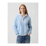 GAP Kadın Açık Mavi Relaxed Logo Sherpa-Astarlı Fermuarlı Sweatshirt