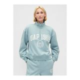 GAP Kadın Açık Mavi VintageSoft 1969 Logo Yarım Fermuarlı Sweatshirt