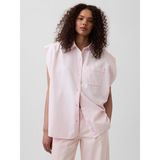 Gap Kadın Açık Pembe Gap × Hfr Ultrasoft Denim Wide-Shoulder Gömlek By Nicole Benefield Portfolio - 2XS - XS