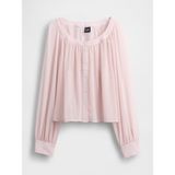 Gap Kadın Açık Pembe Sheer Button-Front Transparan Gömlek