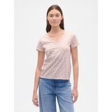 GAP Kadın Açık Pembe V Yaka Grafik T-Shirt